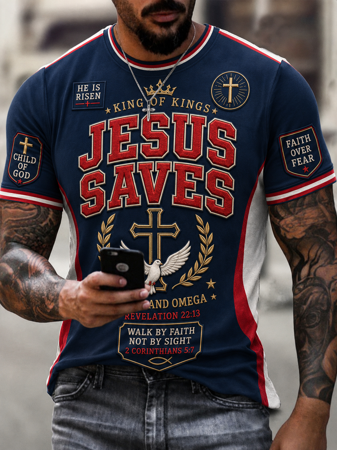 Men's Christian JESUS SAVES Cross Short Sleeve T-shirt