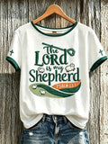 Women's faith-themed fun slogan pattern printed casual short-sleeve T-shirt