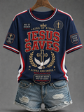 Women's Christian JESUS SAVES Cross Short Sleeve T-shirt