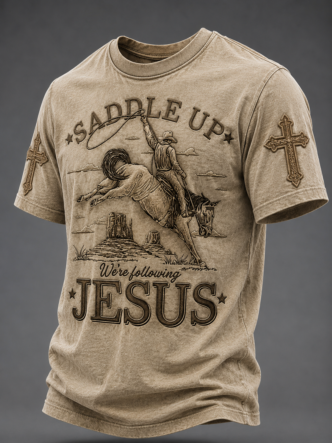 Men's Saddle Up We’re Following Jesus Short Sleeves T-shirt