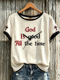 Women's faith-themed fun pattern printed casual short-sleeve T-shirt
