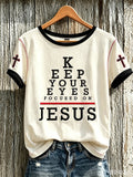 Women's faith-themed fun pattern printed casual short-sleeve T-shirt