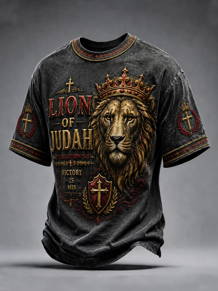 Men's Christian Lion of Judah Art Short Sleeve  T-shirt
