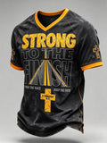 Men's faith-themed pattern printed casual short-sleeve T-shirt