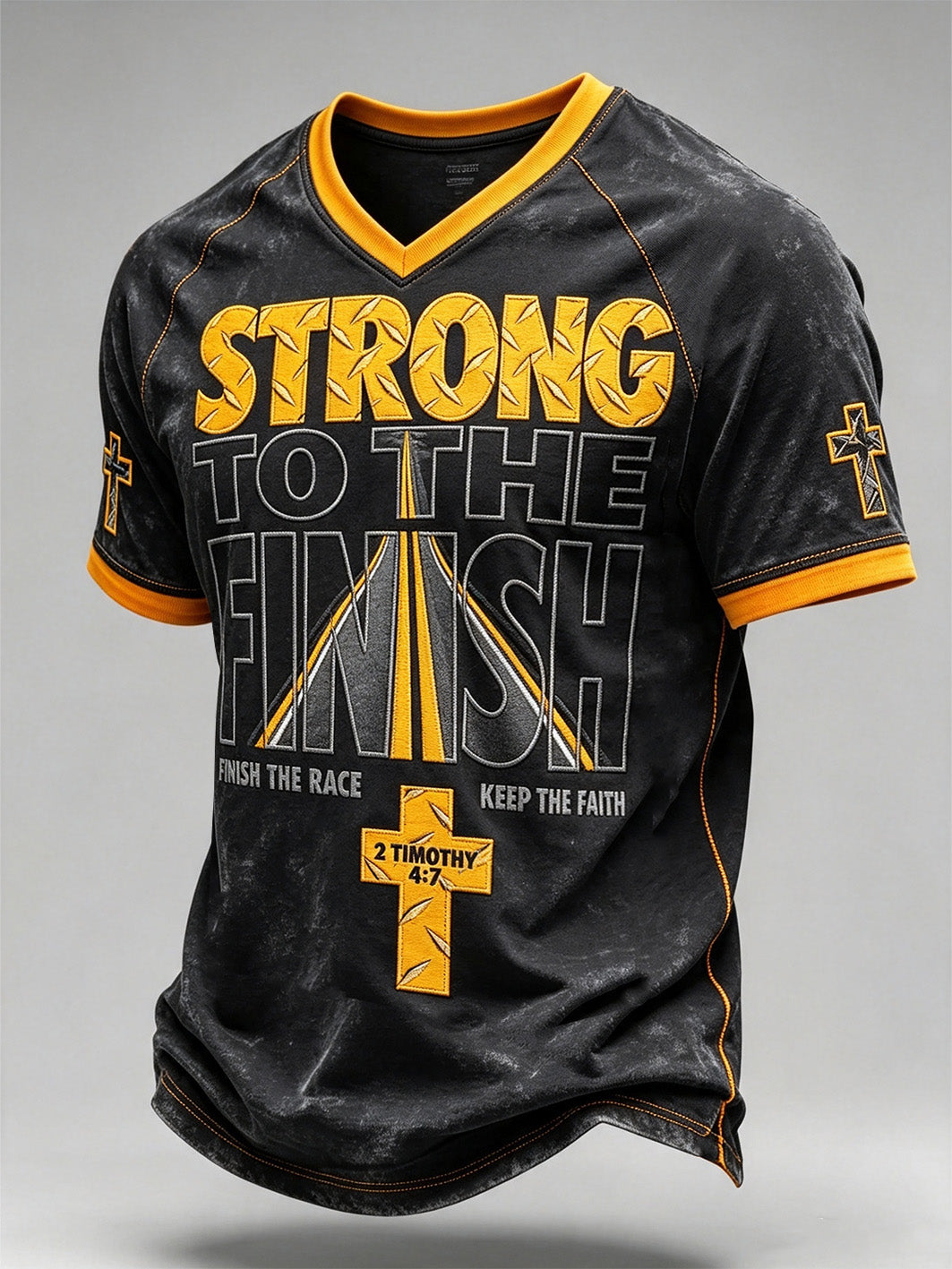 Men's faith-themed pattern printed casual short-sleeve T-shirt
