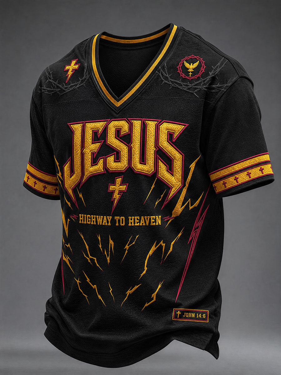 Men's Jesus Highway To Heaven V-neck T-shirt