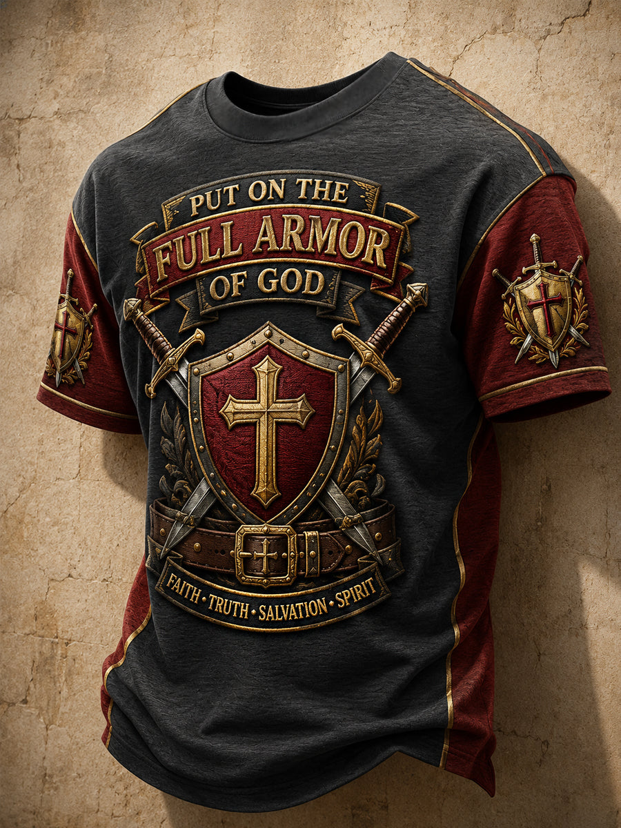 Men's Put On The Full Armor Of God Print Casual Tee