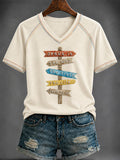 Women's The way The Truth The Life  printed V-neck off-shoulder short-sleeved T-shirt