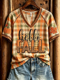 Women's autumn theme pattern casual short-sleeved T-shirt