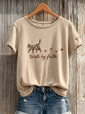 Women's Walk By Faith Tabby Cat & Paw Prints short-sleeved T-shirt