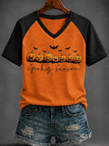Women's Halloween Print V-neck short-sleeved T-shirt