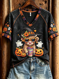 Women's Halloween theme pattern printed casual short-sleeve T-shirt