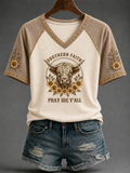 Women's Faith V-neck Off-shoulder Short-sleeved T-shirt
