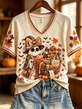 Women's Halloween Boho Ghost Fall Shopping Print short-sleeved T-shirt