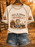 Women’s Christian Fall Lamb Graphic Print Casual T-Shirt
