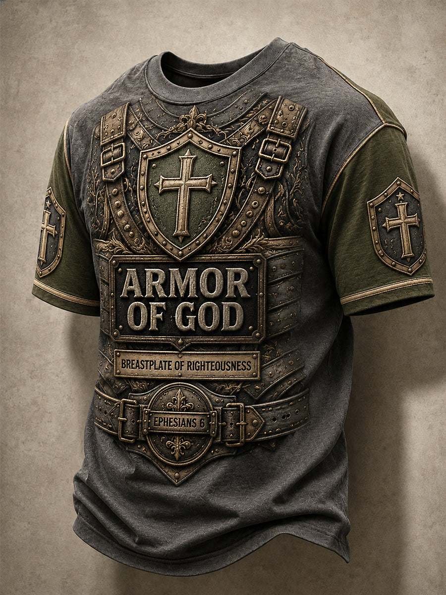 Men's Armor Of God Print Casual Tee