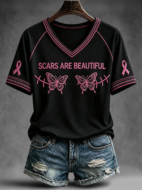 Women's Scars Are Beautful V-neck T-shirt