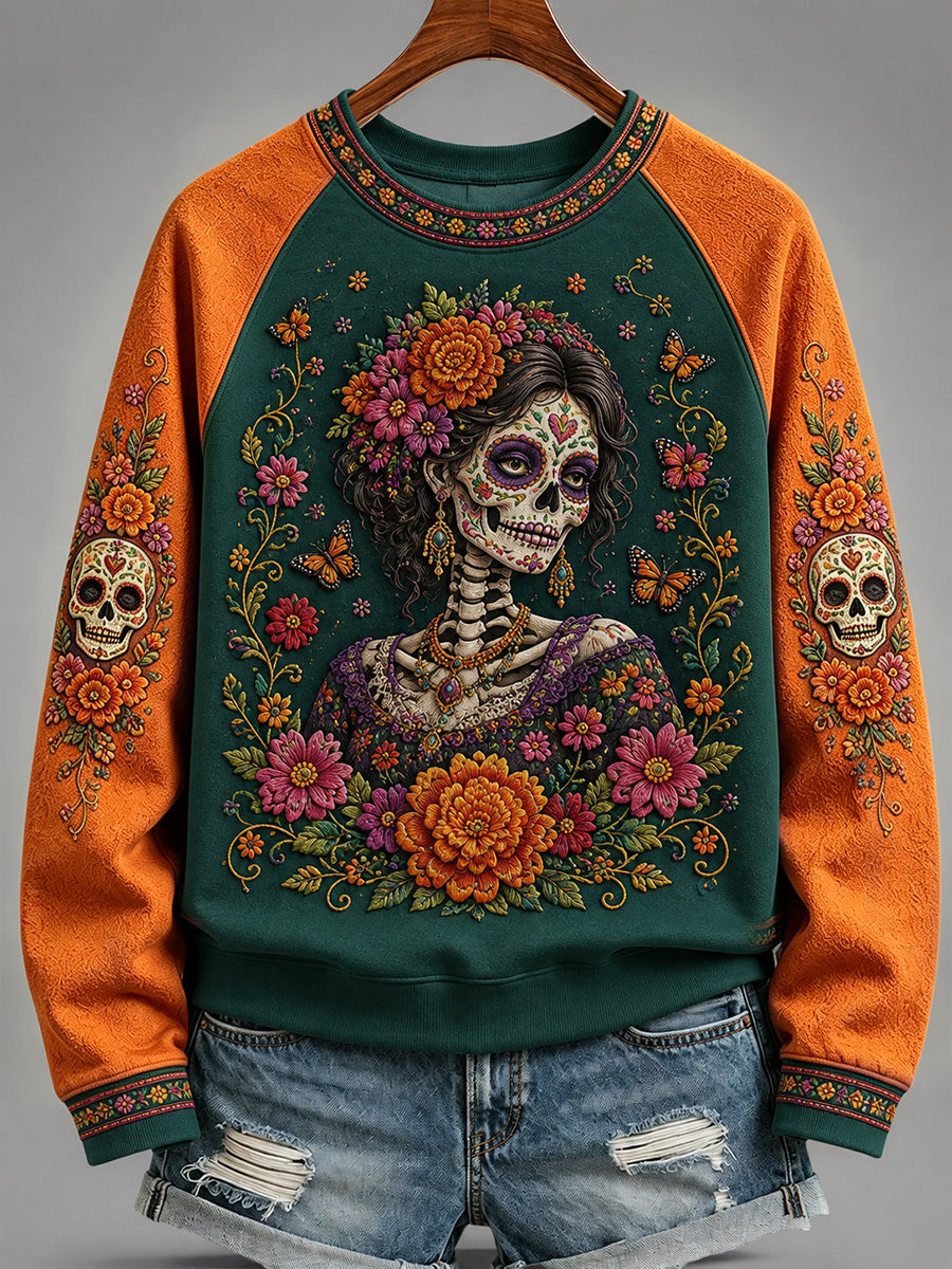 Women's Mexico Day of The Dead Art Print Casual Sweatshirt