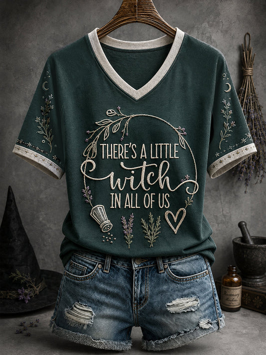 Women's Halloween Witch Salt Rosemary Lavender Love Art Printed T-shirt