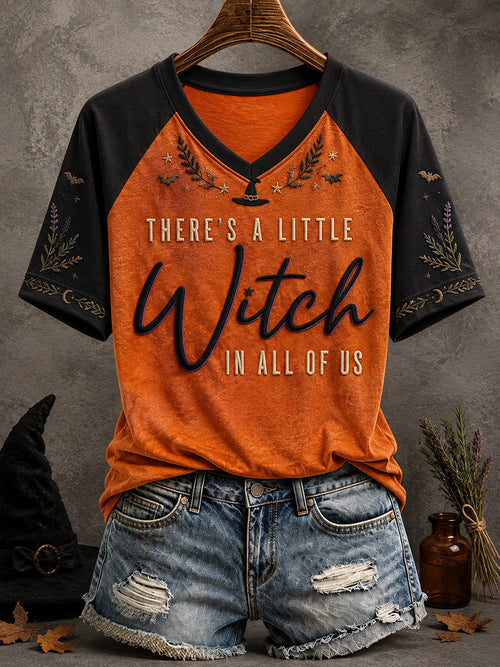 Women's Halloween There's A Little Witch In All of Us Art Printed T-shirt