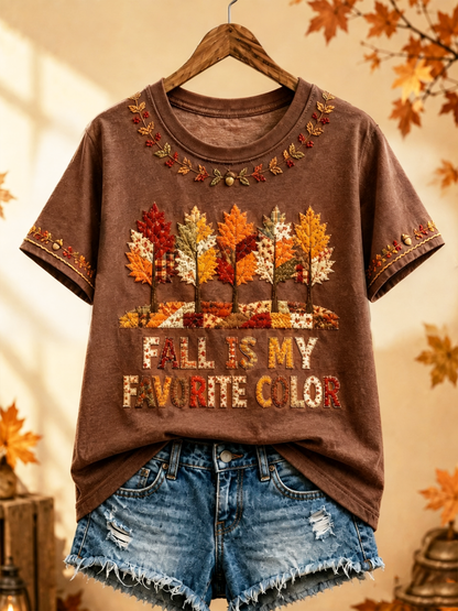 Women's Fall Is My Favorite Color Printed short-sleeved T-shirt