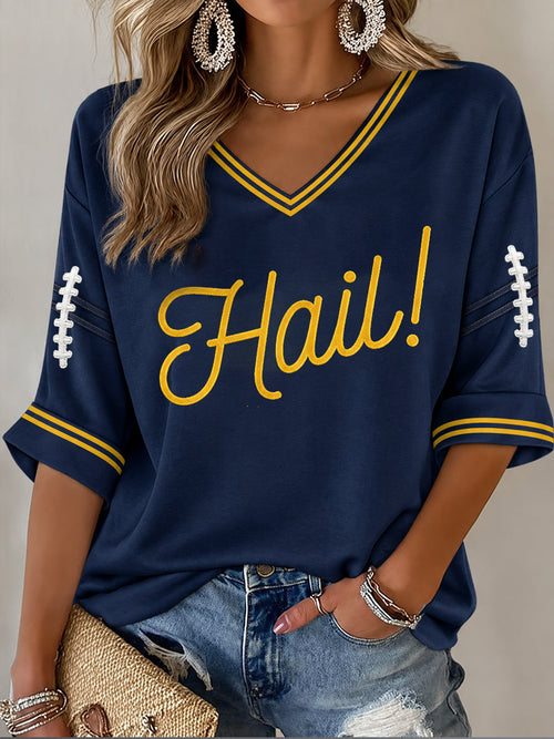 Women's Michigan University Football Lover Printed T-shirt