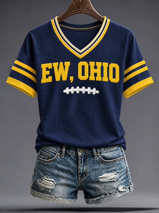 Women's Michigan University Football Lover Printed T-shirt