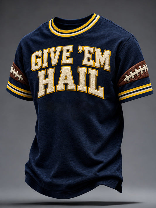 Men's Michigan University Football Lover Printed T-shirt