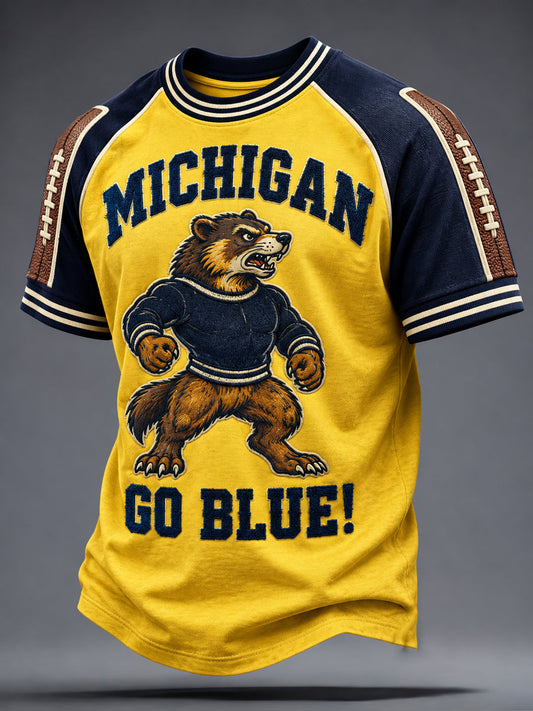 Men's Michigan University Football Lover Printed T-shirt